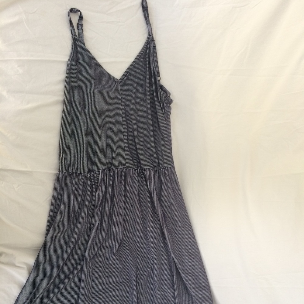 Beach strapless midi dress blue and white stripes